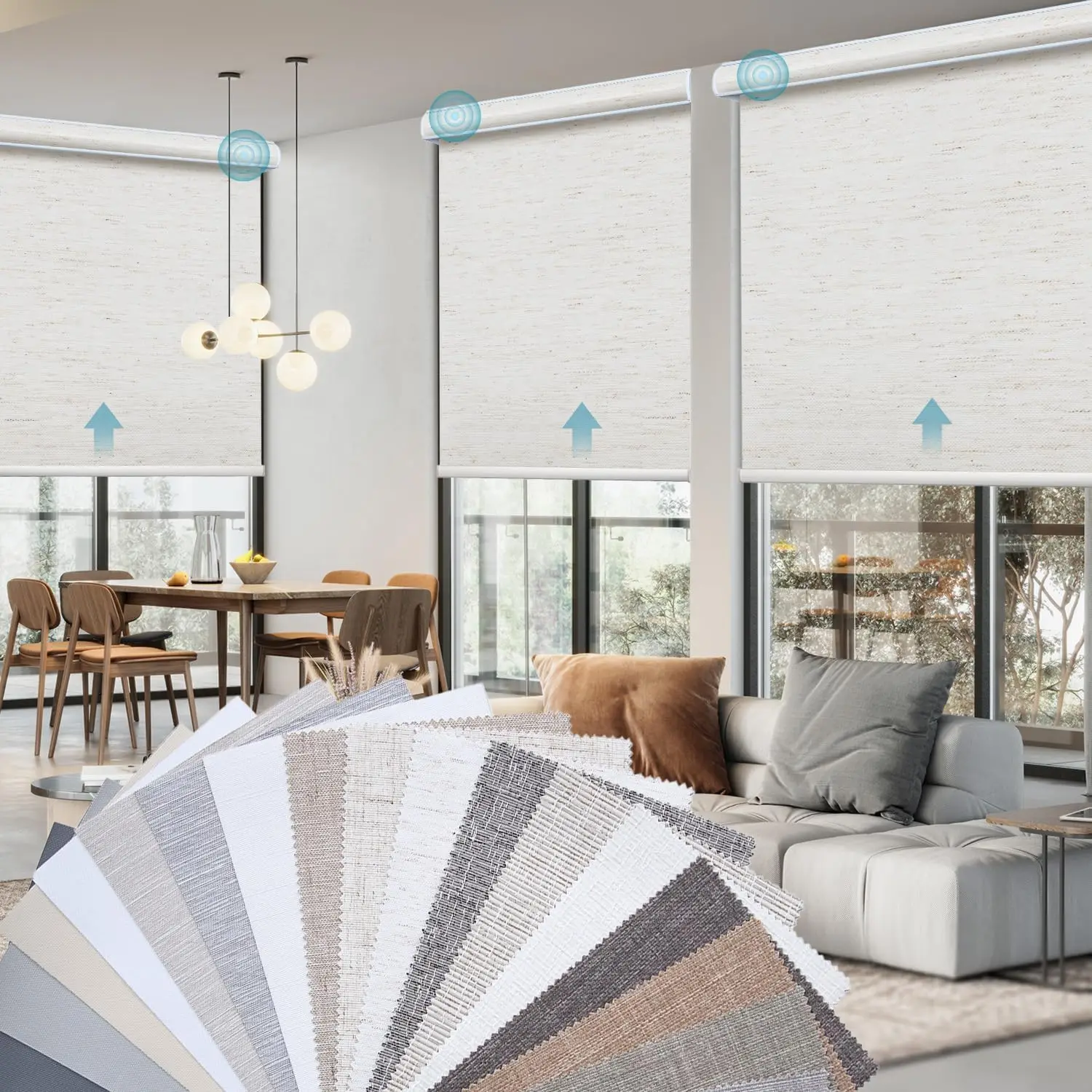 2025 Hot Selling Square Cassette With Fabric Alexa Smart Control Cordless Roller Blinds For Bedroom