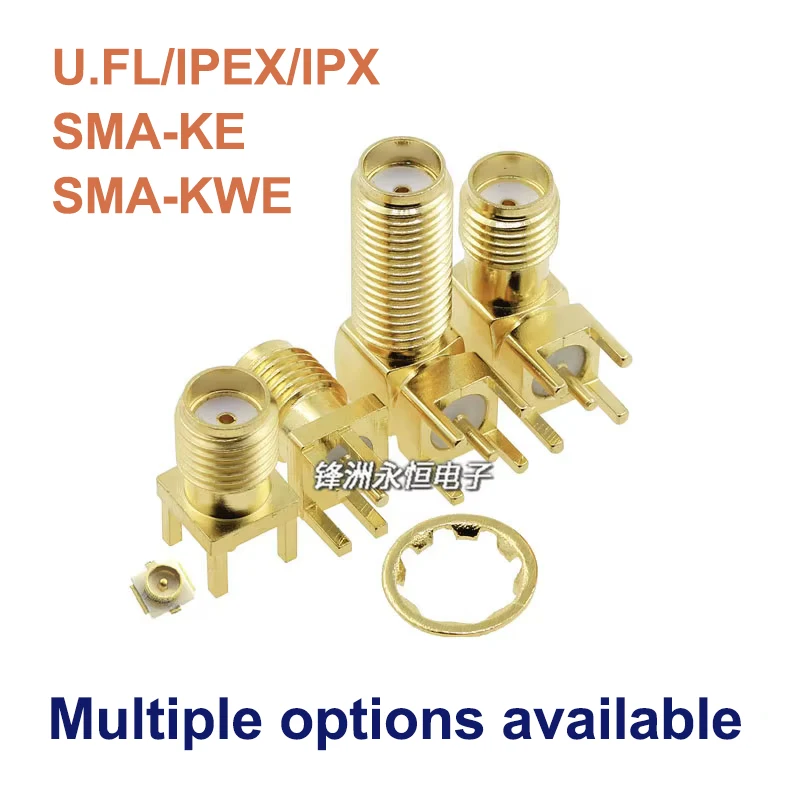 5Pcs SMAU.FL IPEX IPX GPS Antenna pedestal SMA female plug Right Angle 90 DEGREE SMA-KWE PCB Mount connector RF adapter