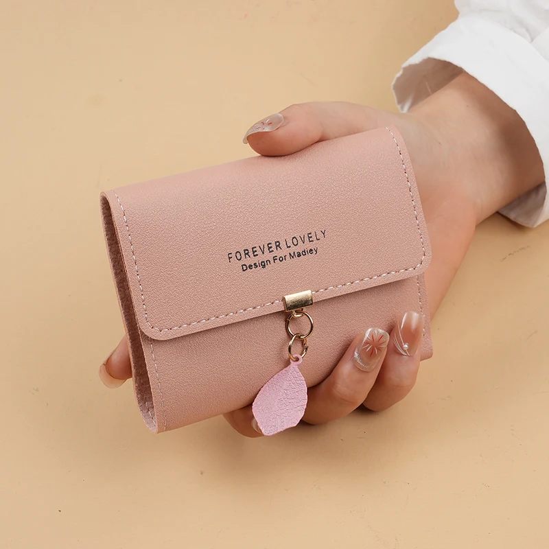 삼단 접이식 클러치 동전 지갑, 미니멀리스트 신용카드 홀더, 여성용 캐주얼 지갑