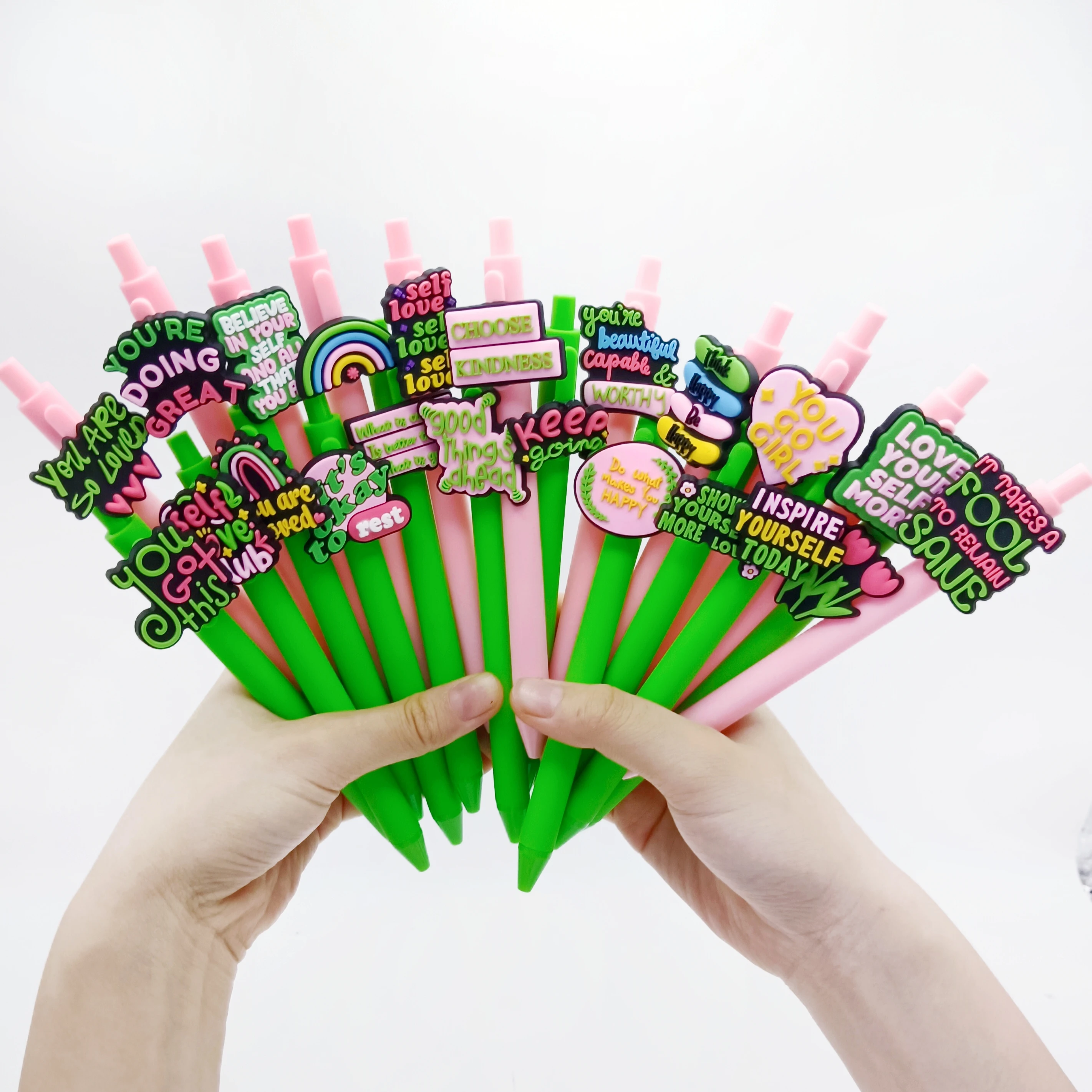 

20PCS Inspirational English Phrase Ballpoint Pen, Self-Care, Love Life Inspirational Phrase PVC Student Signature Gift Pen