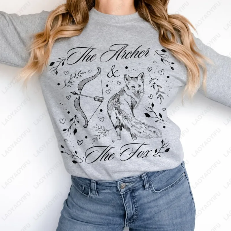 سترة The Ballad of The Archer and The Fox ذات مرة على شكل قلب مكسور قميص كتاب خيالي هدية لمحبي الكتب بلوفرات القراءة #6