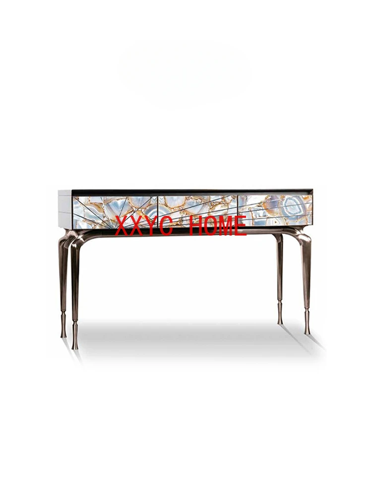 Hall Entrance Italian Simple Agate Viewing Platform Sideboard Cabinet