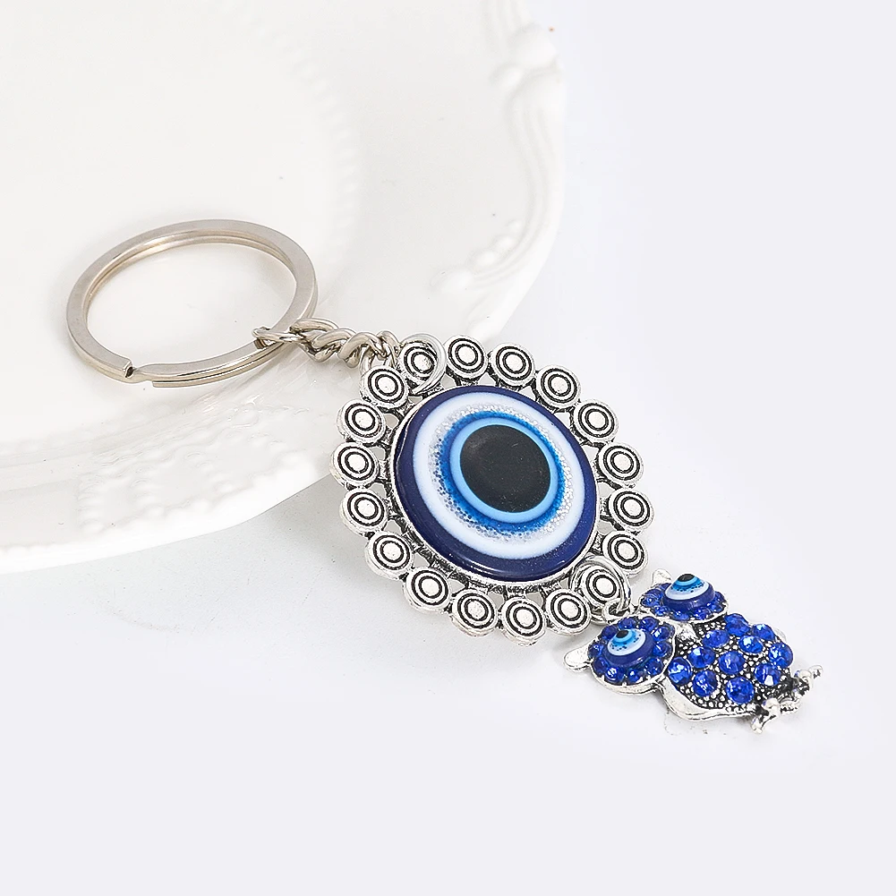 1PC Turkish Demon Eye Owl Splicing Pendant Wall Hanging Decor Alloy Key Chain Mobile Phone Bag Part Room Decoration Accessories