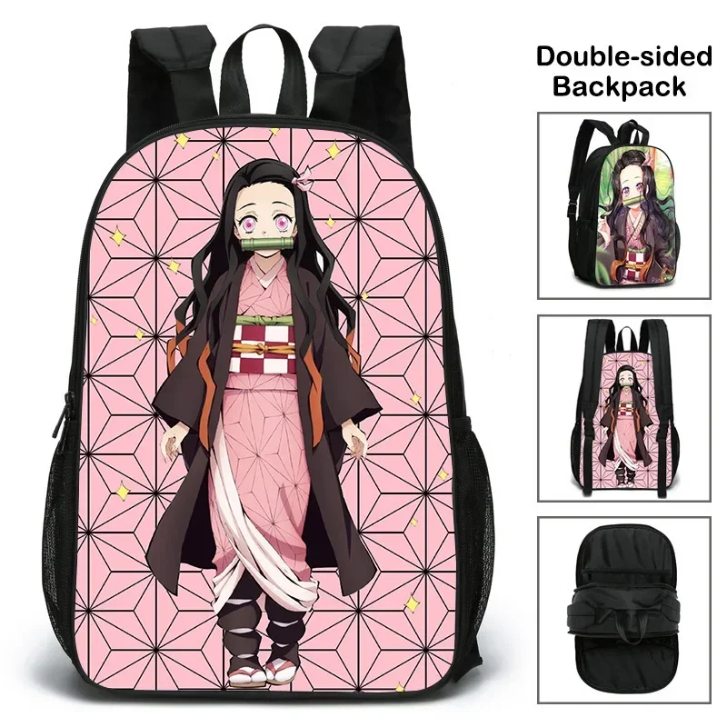 Demon Slayer Kimetsu No Yaiba Backpack Anime Bag Kamado Tanjirou School Bags Teenagers Fashions Double Sided Print Notebook Bag