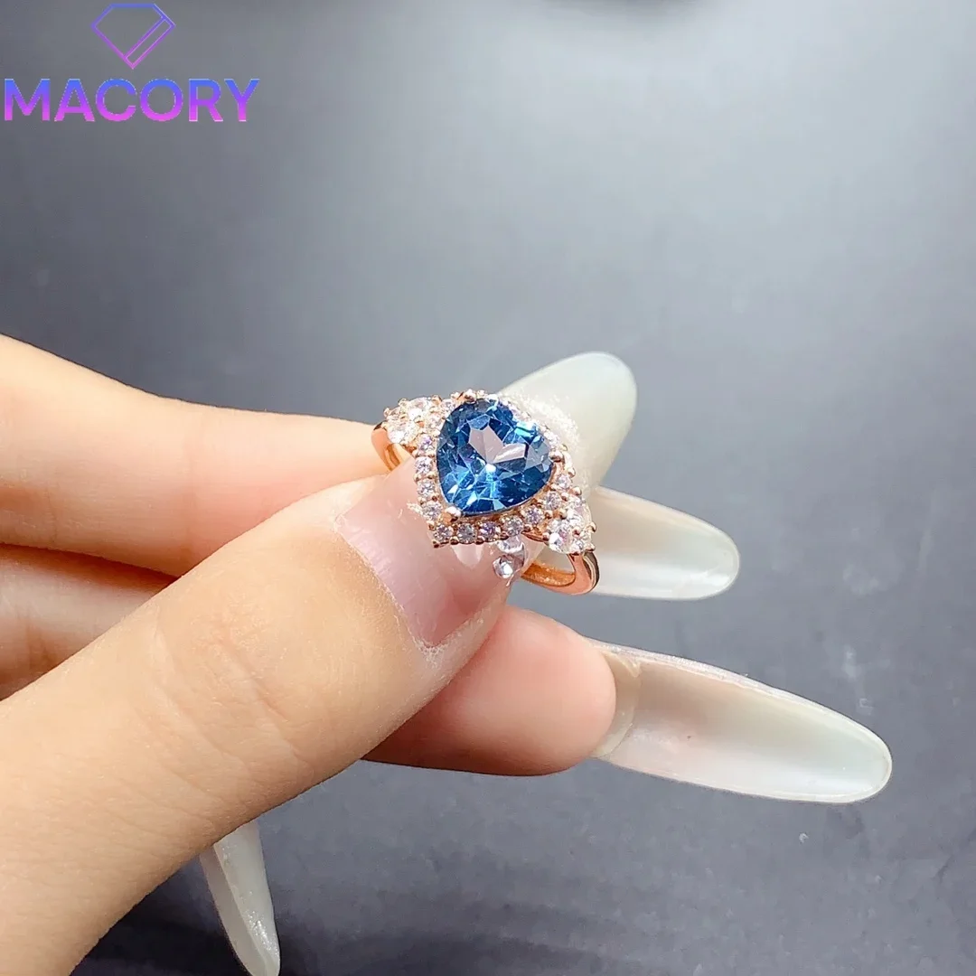 Sterling silver 925 natural topaz ring female silver jewelry certificate luxury brand replica Valentine's Day gem