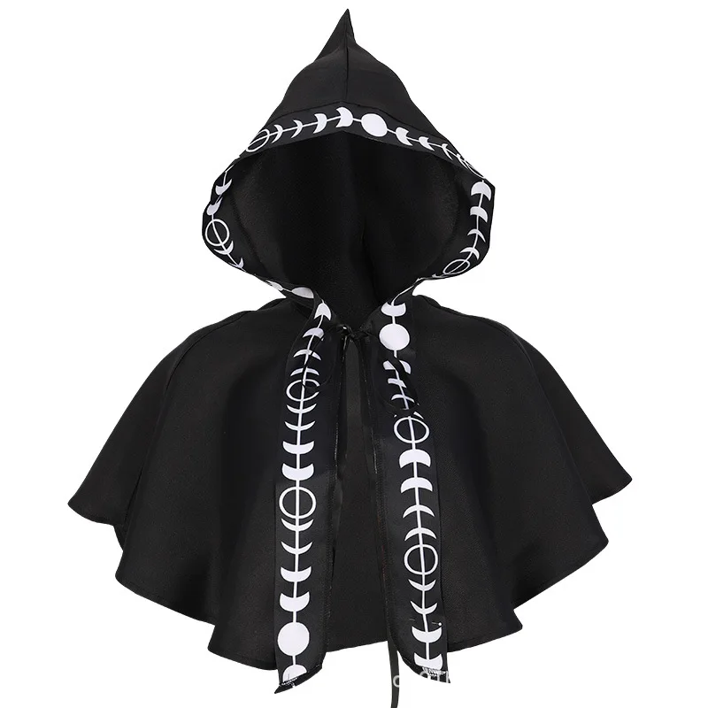 Medieval character Halloween cosplay stage costume hooded short print cape halloween costume men women Cloak