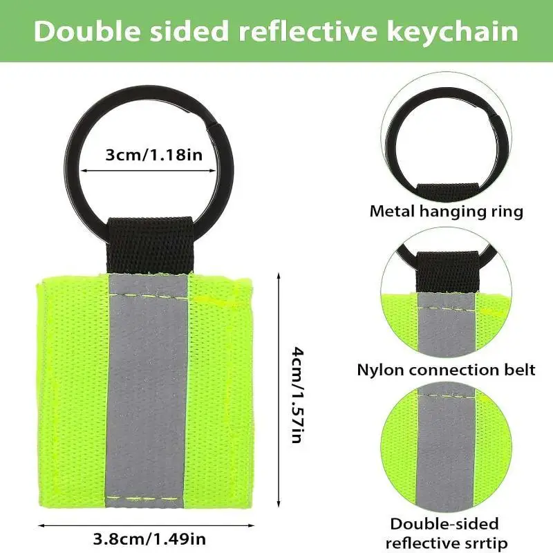 High Visibility Reflector Keychains 6Pcs Tear Resistant Reflective Straps for Night Walking Pet Walking Gear