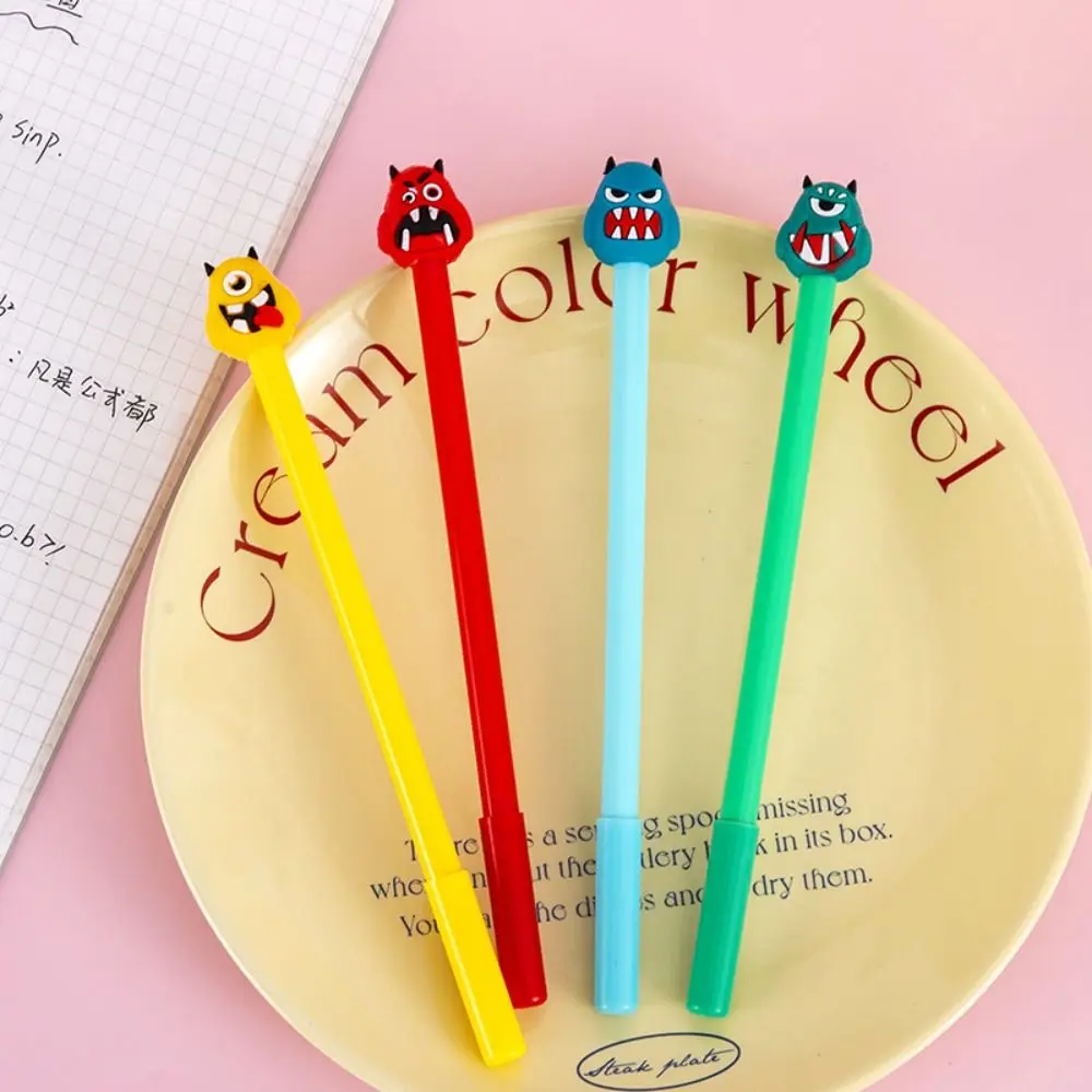 5 Pcs/bag Present Reward Creative Ghost Head Gel Pen Cute Cartoon Neutral Pen Durable Black Ink Water-based Pen Student