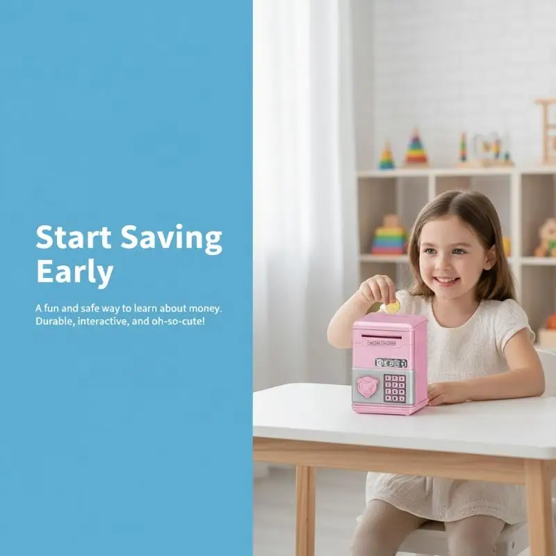 Children Cute Small Piggy Bank Creative Heart Shaped Money Savings Box for Girls Coin Storage Toy Bedroom Home Ornament