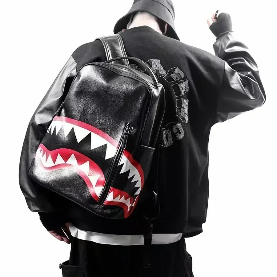 New Shark Backpack for Male and Female Students, Fashionable Large Capacity Casual Travel Trendy Handsome Backpack Brand,handbag