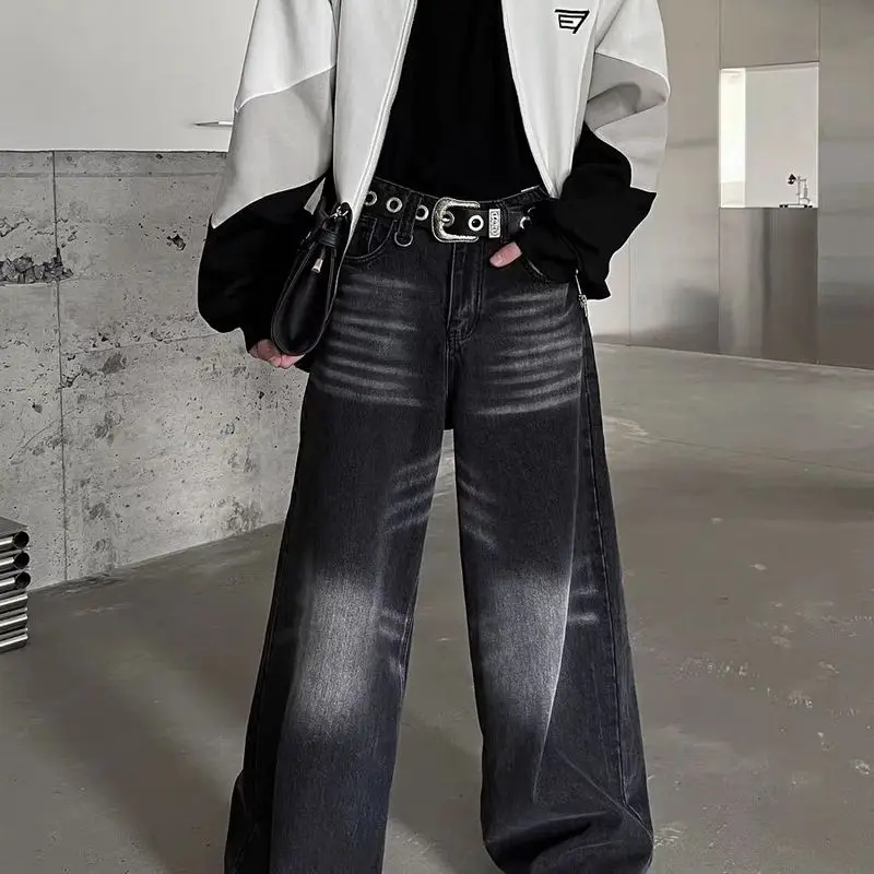 

Foufurieux 2024 Black Baggy Jeans for Men Women Mopping Flared Denim Trousers Free Shipping Oversize Pants Streetwear Free Ship