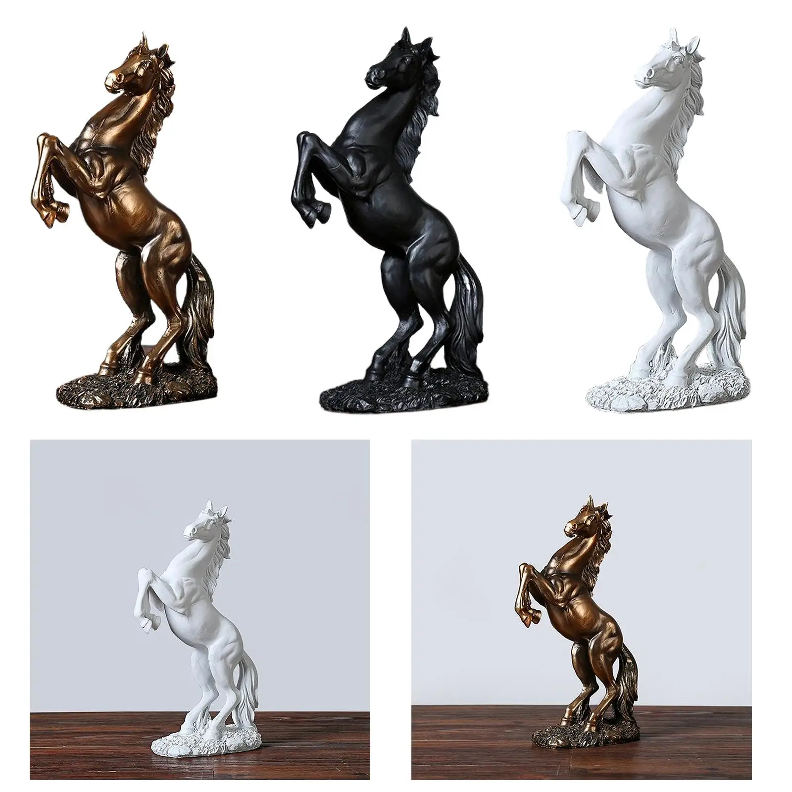 

Horse Statue Figurines - Resin Standing Sculpture Decoration