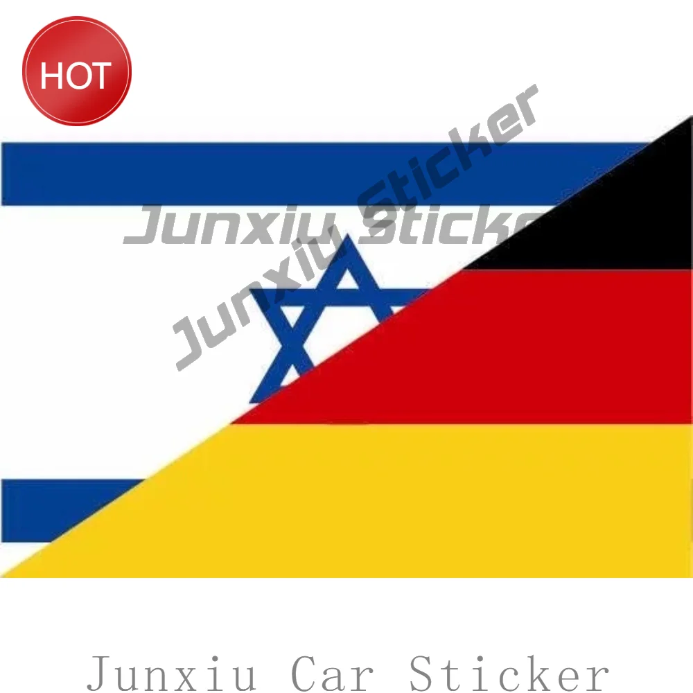 2 Pack Israel Germany Flags PVC Sticker For Car Window Laptop And Travel Luggage Personal Accessories Decoration Decal