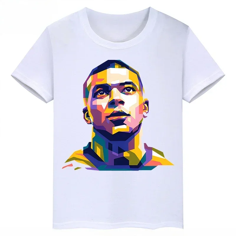 Summer Mbappe Print Children Teen Tshirt White Cotton Casual Short-sleeve Sport Tshirt Kid Boy Girl Fan Clothing Baby Top Tee