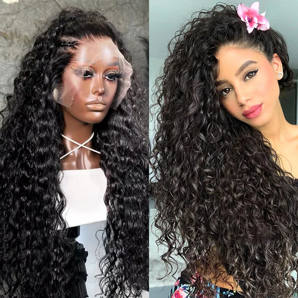 

40 дюймов 360 Water Wave Curly Lace Front Wig 13x6 HD Deep Wave Lace Frontal Wig 220% Плотность 5x5 Бесклеевой парик из человеческих волос для женщин