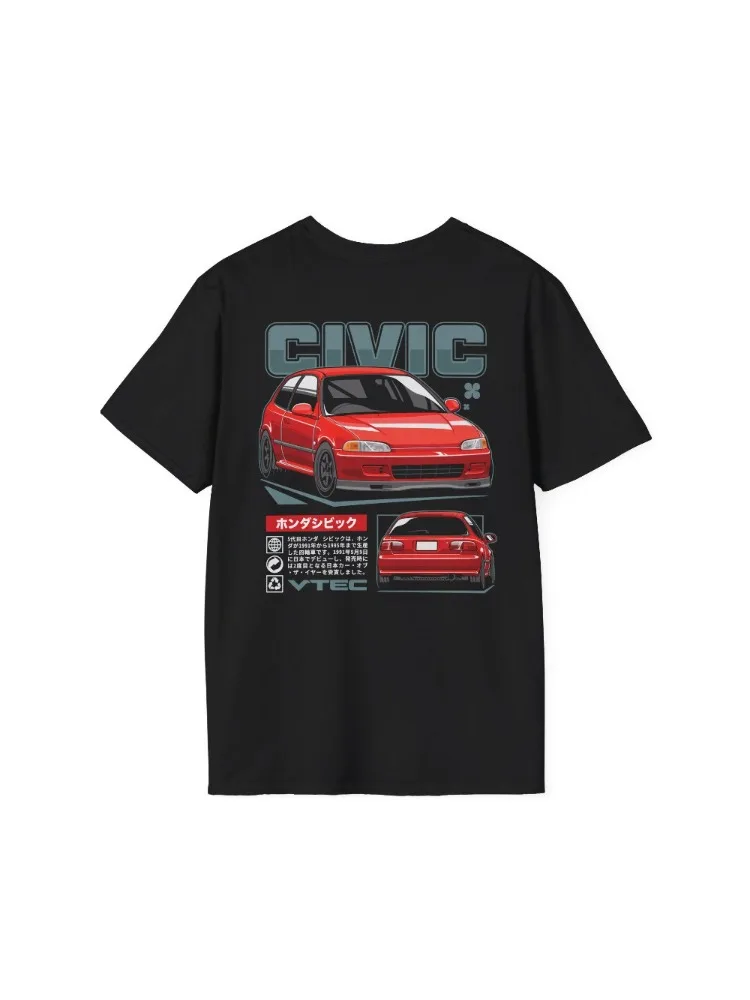AliExpress Honda Men's and Women's T-shirt Summer Tee Honda Civic EG 90s Icon Short-sleeved Spring and Autumn Motorcycle Cycling Top