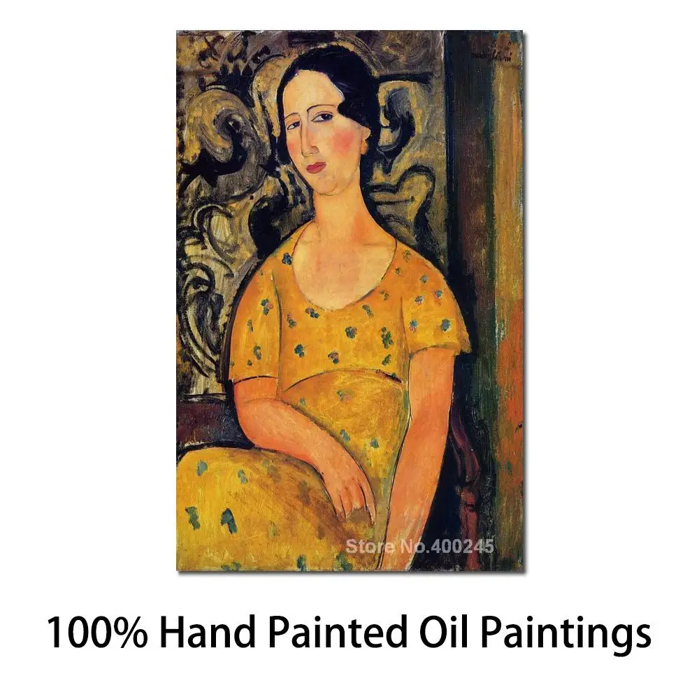 

Amedeo Modigliani Art Collection Young Woman in A Yellow Dress (Aka Madame Modot) Oil Painting Canvas High Quality Hand Painted