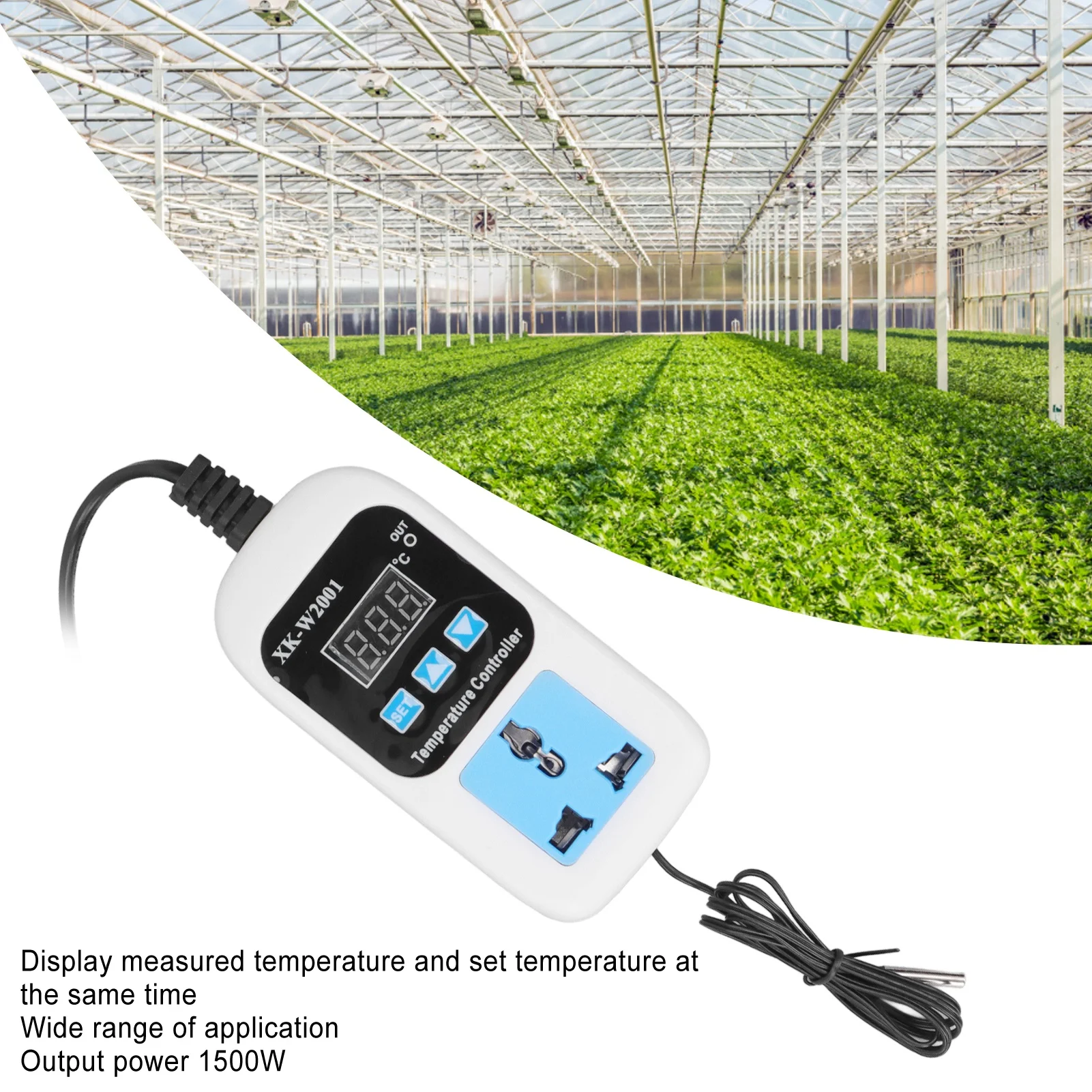 Controlador de temperatura automático ajustável display digital soquete eletrônico termostato para controlador de temperatura estufa