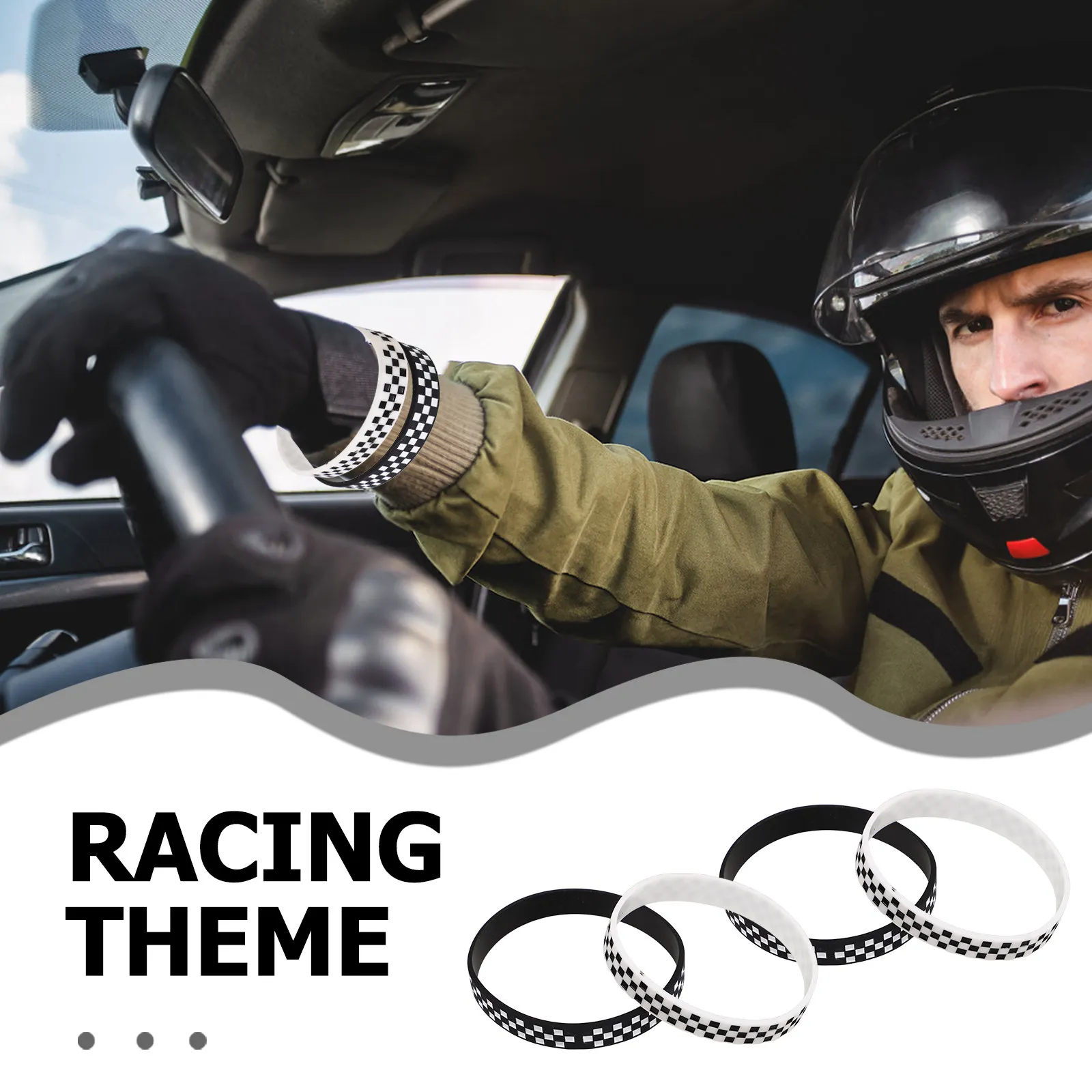 12Pcs Plaid Checkered Silicone Wristbands Racing Party Bracelets for Sports Events and Entry Access