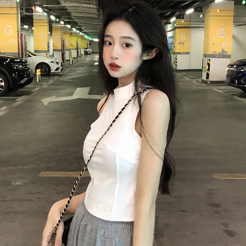 

Модный приталенный жилет с воротником-стойкой, сексуальный топ, женский облегающий однотонный топ для повседневной носки