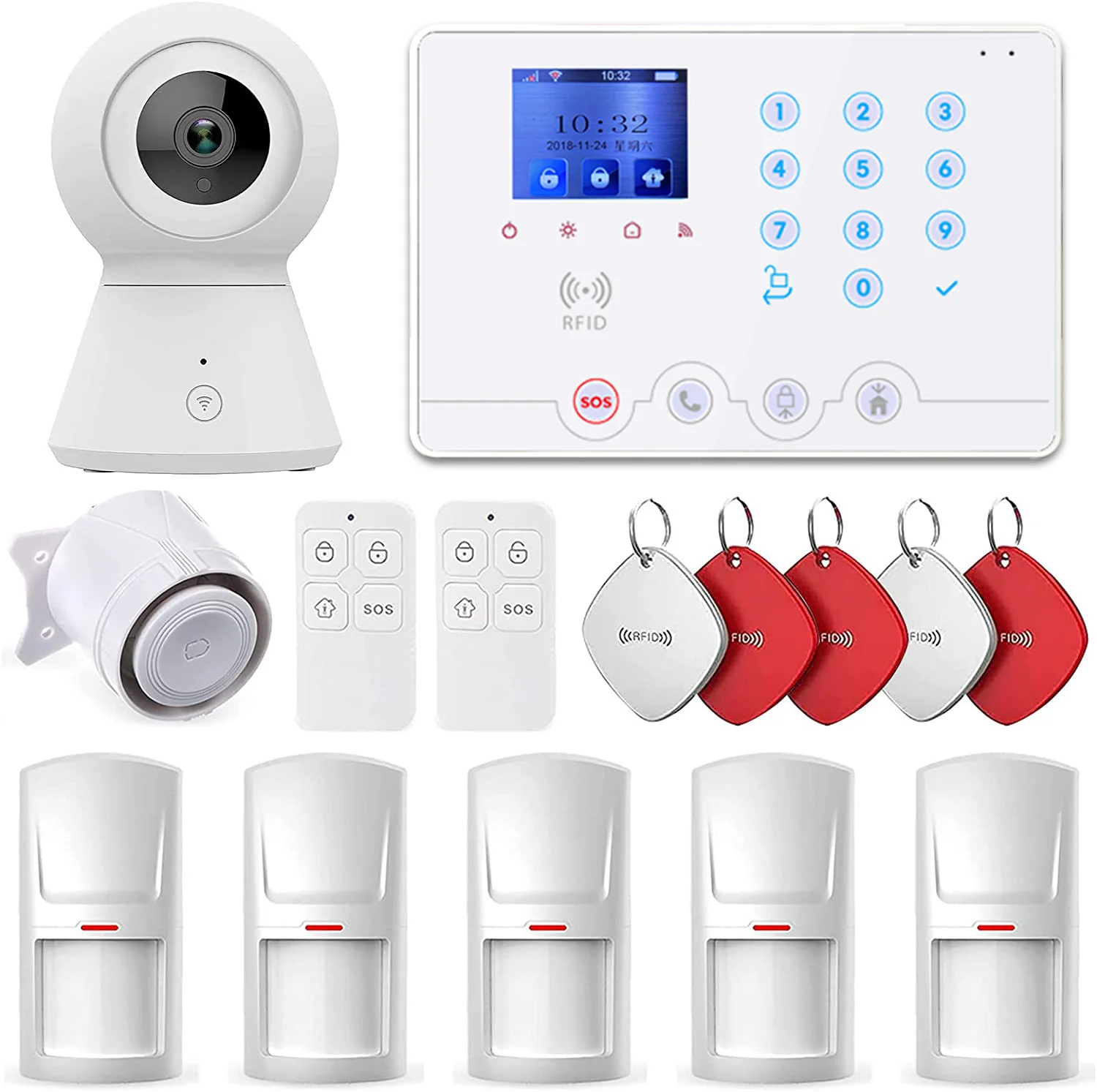 

Wolf Guard W4Q WiFi + 4G Wireless Home Burglar Alarm System Kit. Tuya Smartlife APP Alexa Google, with Siren Door sensor