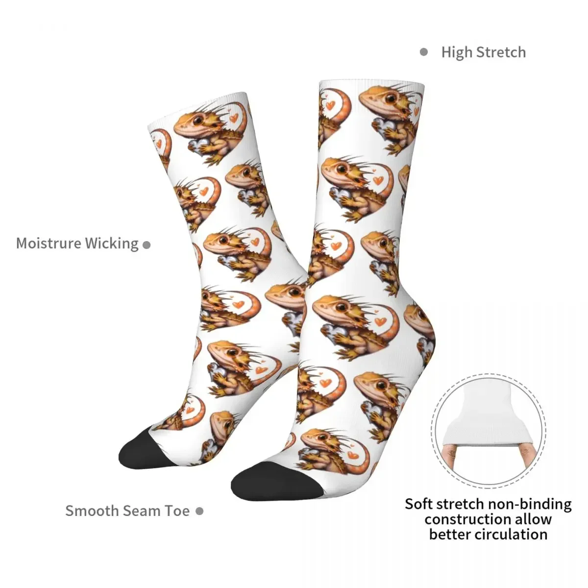 Baby Bearded Dragon Loves Me Socks Harajuku Soft Stockings All Season Long Socks Accessories for Man's Woman's Birthday Present