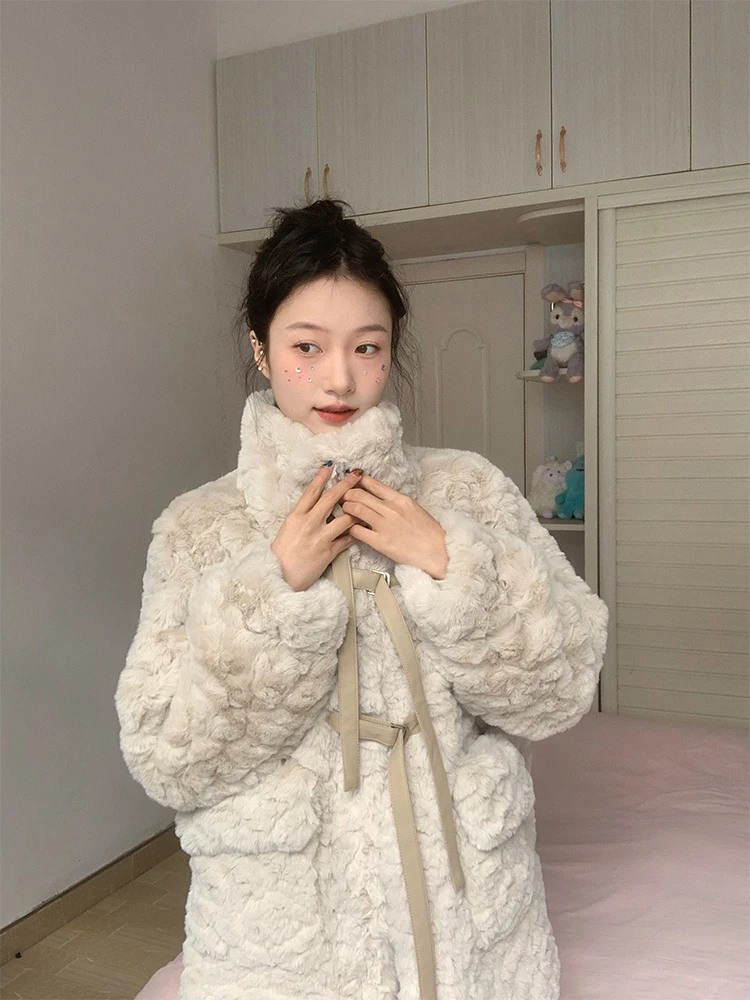 

Lamb Wool Jacket Woman Spring Blacktweed Fabric Blends Material Blue Classic Bohemian Style Boho Chic Bombers Military Bordeaux