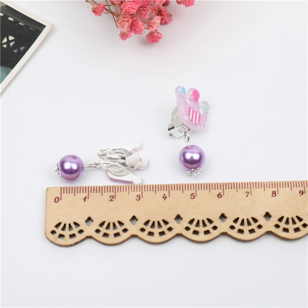 

7 Pairs Earrings Cartoon Accessories Clips Acrylic Birthday Gift Decorative