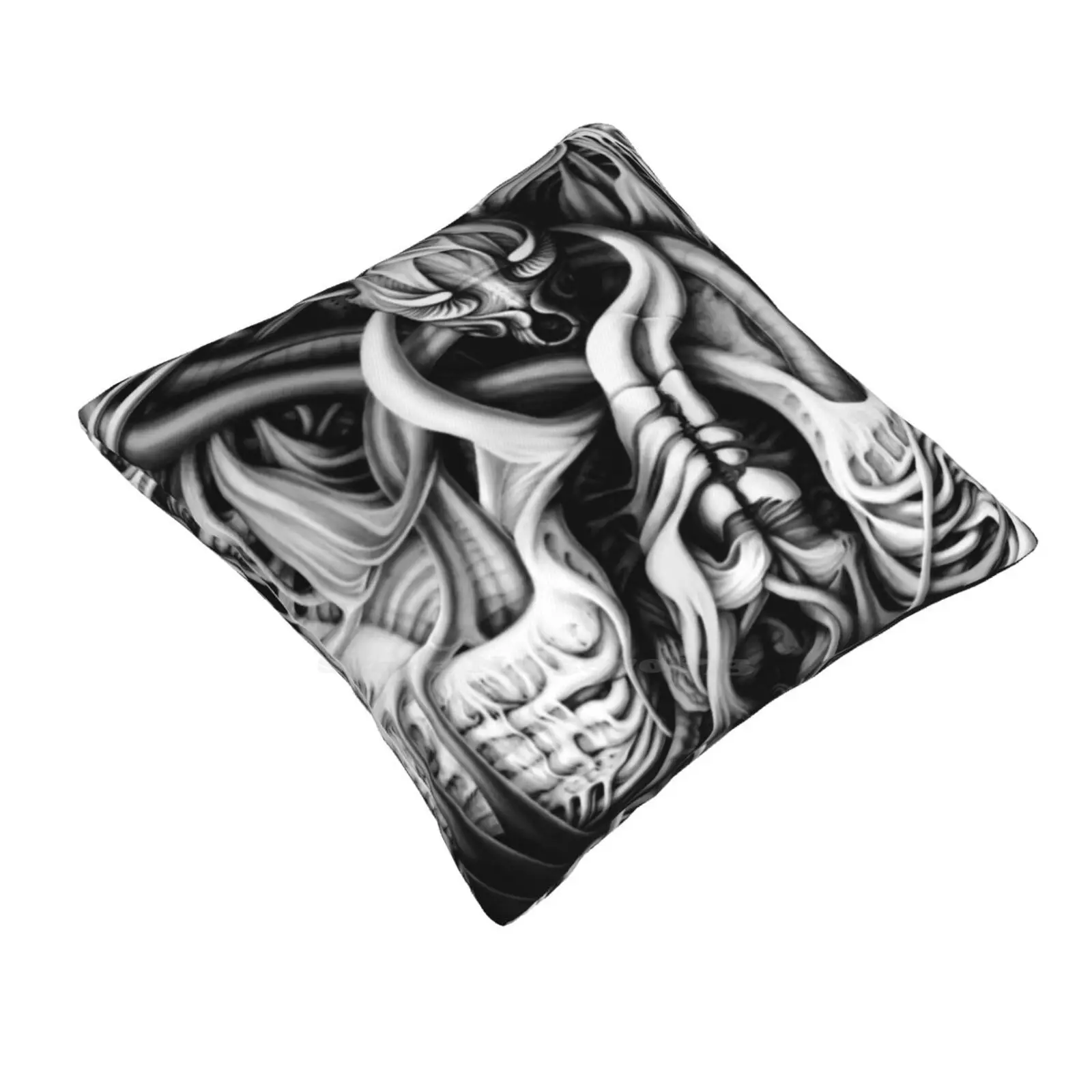 Alien Horror Flesh #1 Soft Comfortable Pillowcase Dreamy Surreal Abstract Black And White Digital Airbrush Si Fi Fantasy H R