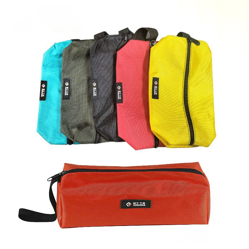 Hand Tool Bag Oxford Canvas Waterproof Storage Tool Bag Screws Nails Drill Bit Metal Parts Organizer Bag Portable Zipper Pouch