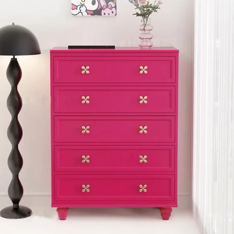 

French retro chest of drawers Entry door entrance cabinet Bedroom bedside storage cabinet Living room solid wood nine-bucket