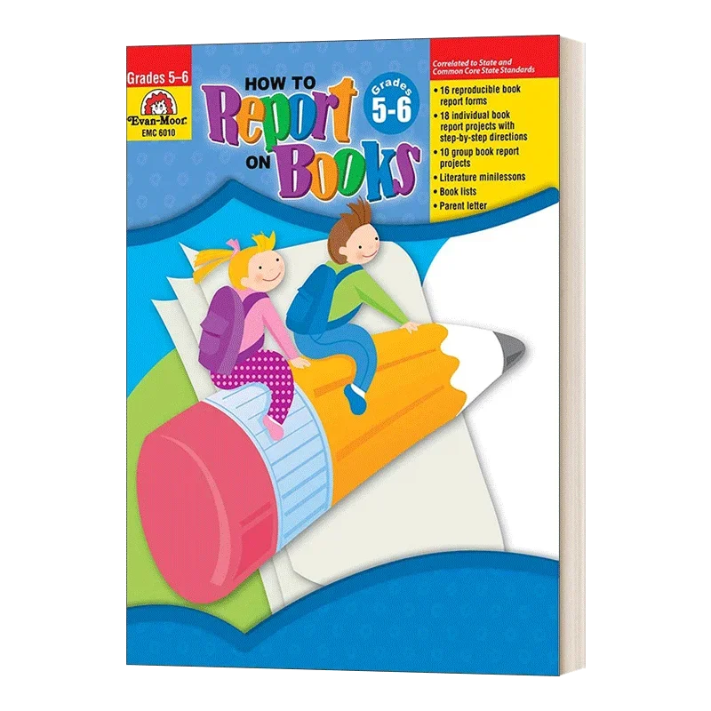 Evan-Moor How to Report on Books, Grades 5-6 Workbook,aged 9 10 11 12, English book 9781596730861
