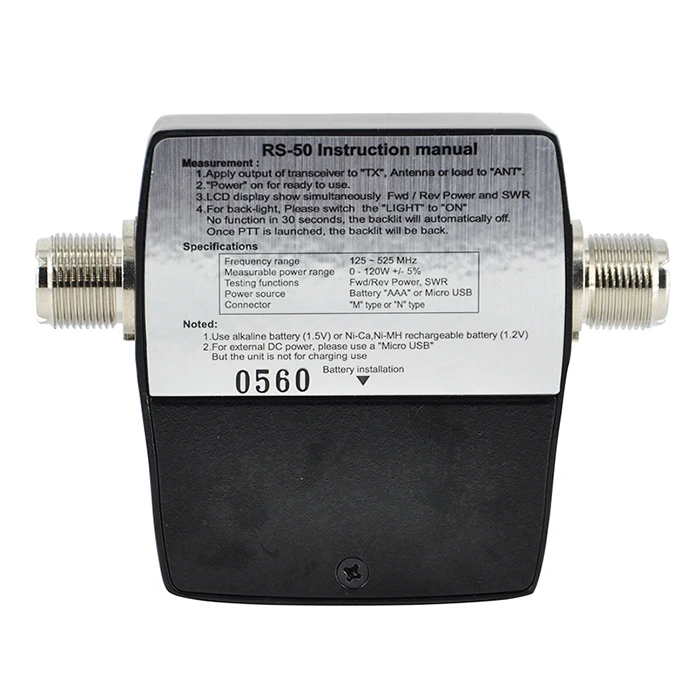 RS-50 Digital SWR / Watt Meter NISSEI 125-525MHz UHF/VHF M Type Connector for TYT Baofeng LED Screen Radio Power Counter