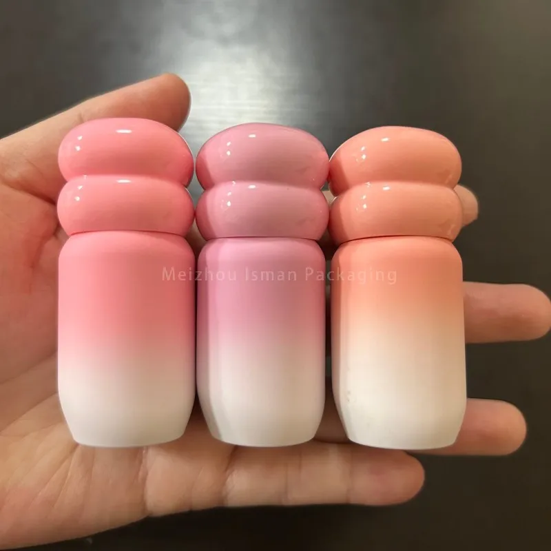 50Pcs 4ml Unique Lollipop Shape Lipgloss Tube Round Cute Plastic Empty Containers Cosmetic With Big Brush Liquid Lipstick Tubes