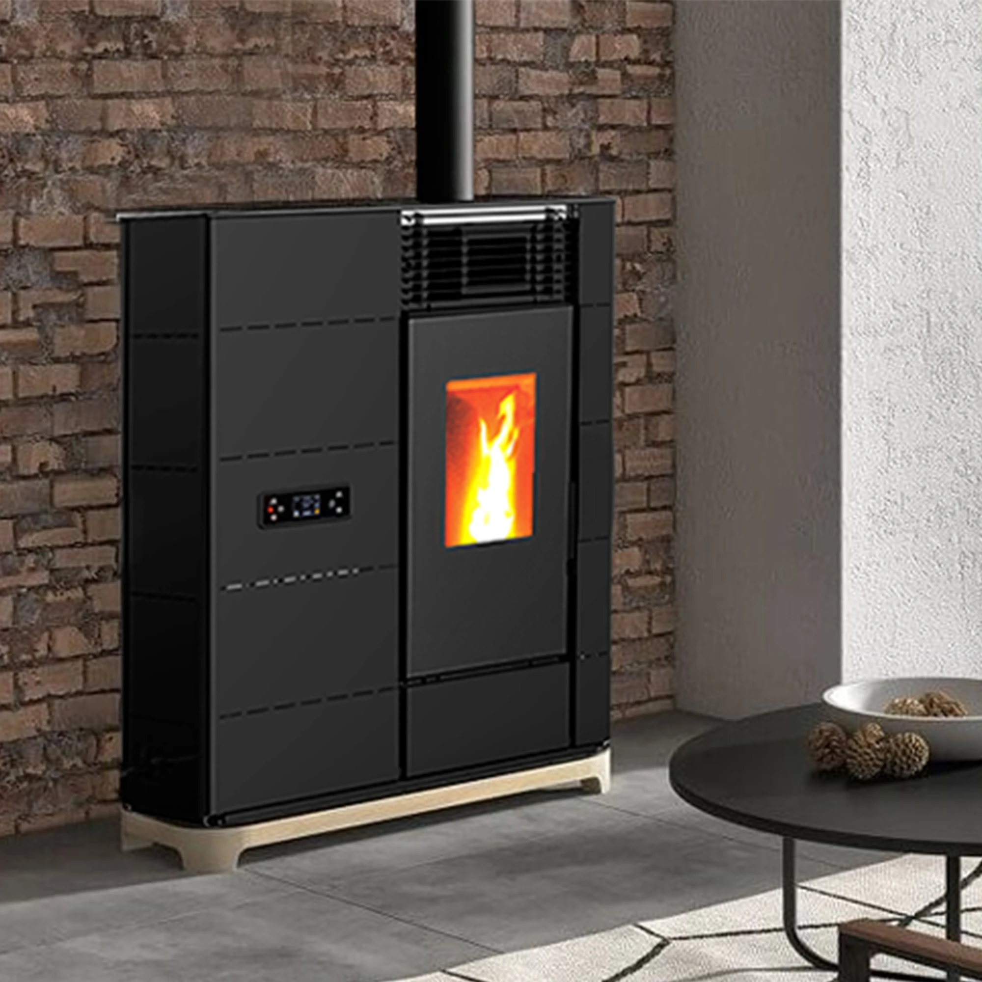 Automatic Feeding Modern Slim Eco Design Wifi Pellet Heater Wood Pellet Stove for Living Room Indoor