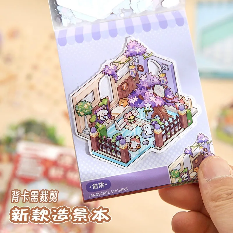 24-Sheet Small-Size Scene Stickers 3D Stereo Decoration, Vivid 3D Designs for Journal Embellishment, Notebook Decoration