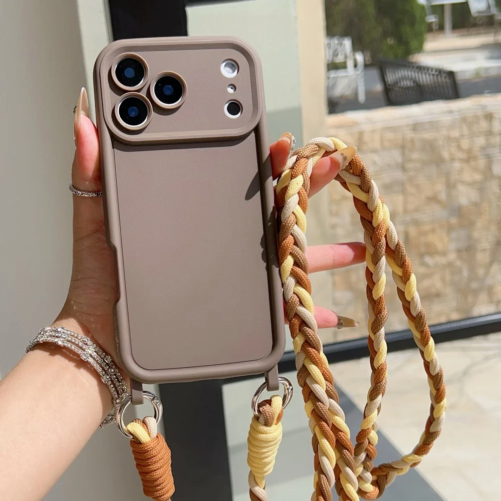 Umhängeband-Gehäuse aus geflochtenem Kabel und Flüssigsilikon für iPhone 18 16 17 Pro Max 15 14 13 12 11 XR XS 8 Plus mit Halskettenriemen – Detail 14