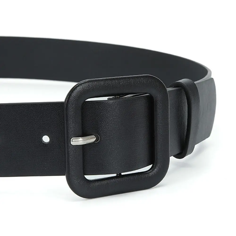 Fashion Casual Vintage Luxury Design Square Buckle Waistband Thin Waist Strap Leather Belt Trouser Dress Belts