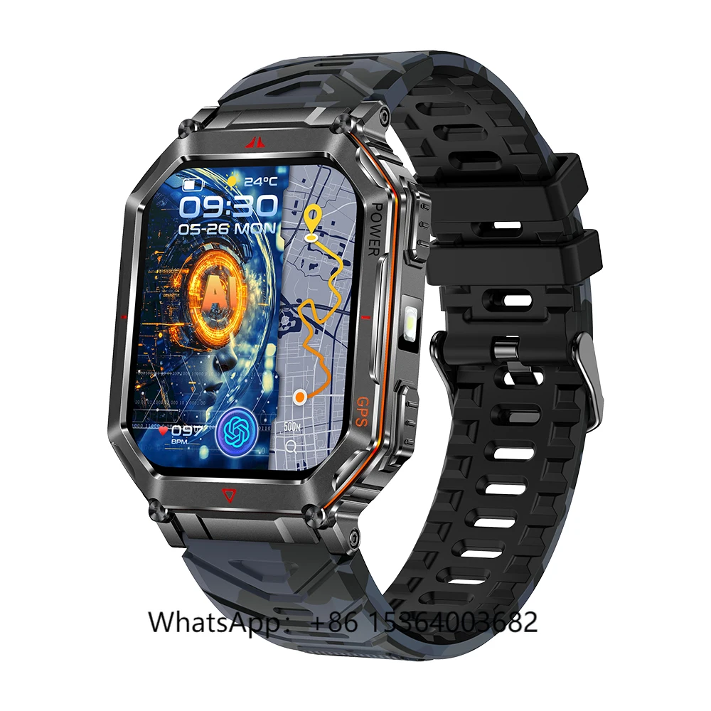 

TJXL-TKYUAN 2025 GPS Smartwatch for Men 2.01" Dafit Fitness Tracker Smart Watch with BT Call Altitude Air Pressure Compass Flash