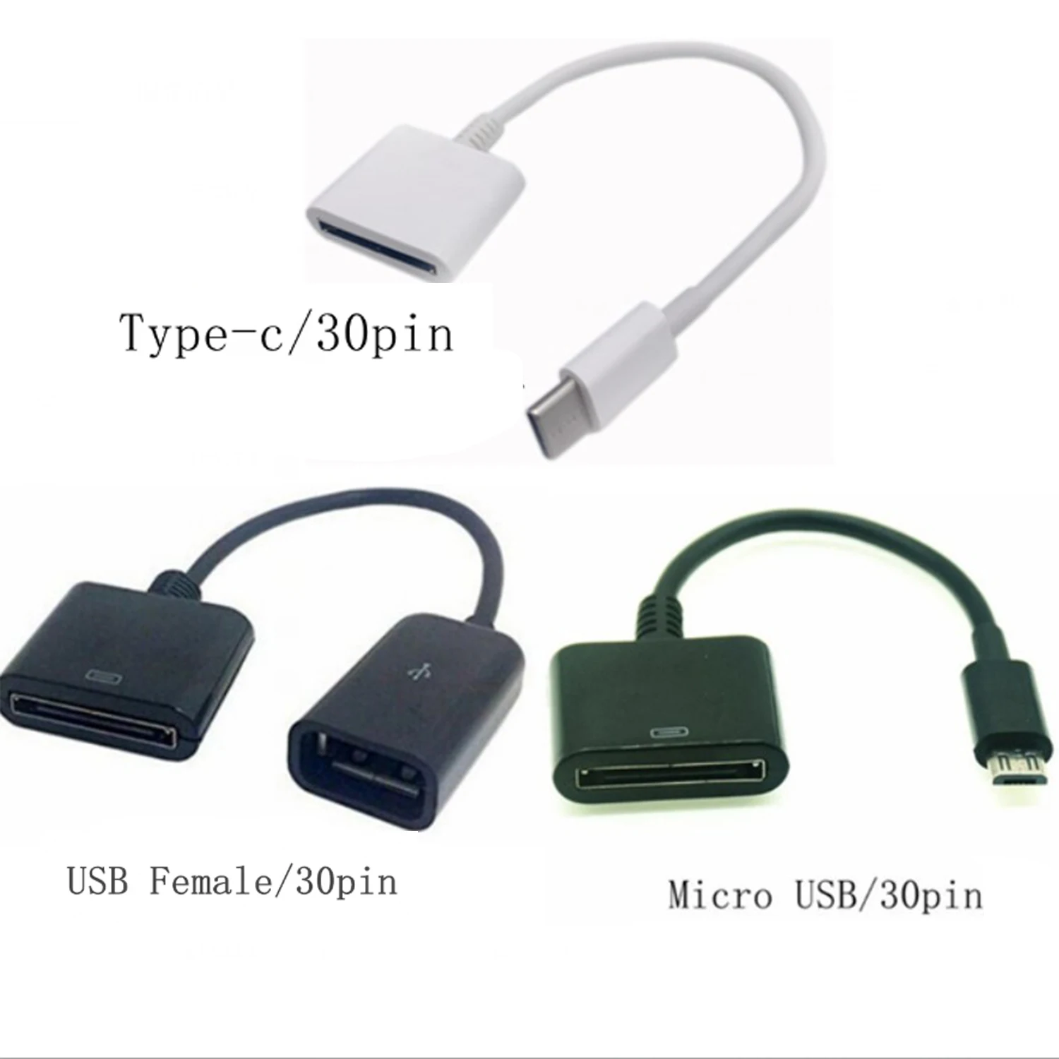 Dock 30-Pin Female To USB-C USB 3.1 Micro USB 8pin Type C Male Short Charging Cable For Huawei Xiaomi Mac Onplus 15cm