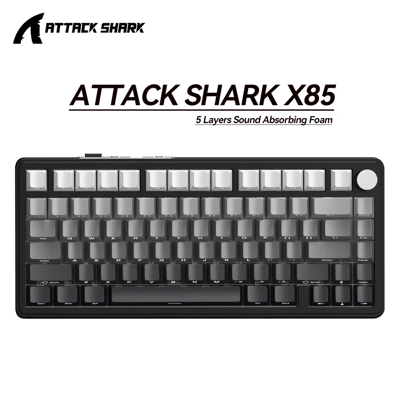 

Attack Shark X85 Metal knobs RGB Bluetooth Mechanical keyboard ,2.4G Tri-mode,full-key hot-swap, win&mac