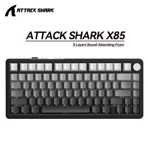 Teclado mecánico Bluetooth RGB con perillas de Metal Attack Shark X85, modo triple 2,4G, intercambio en caliente de tecla completa, win y mac