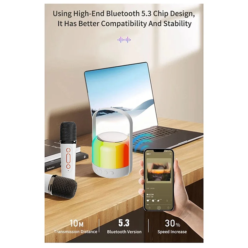 RGB الملونة مصباح ليد بلوتوث 5.3 PA المتكلم اللاسلكية المزدوجة الميكروفونات KTV DSP نظام ثلاثية الأبعاد HIFI ستيريو المحيطي سهلة التركيب