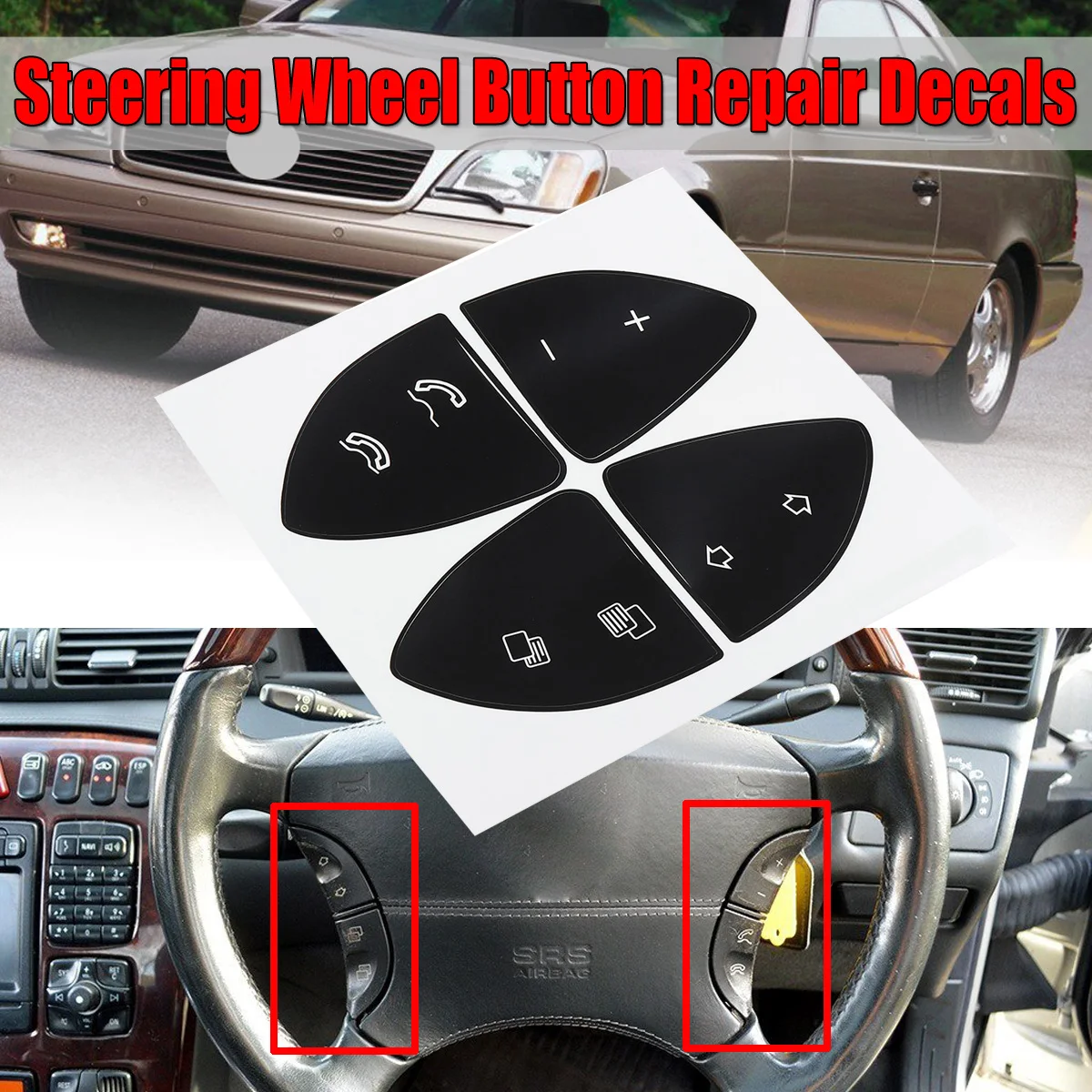 Steering Wheel Button Repair Decals Stickers Kit For MERCEDES BENZ W220 S430 S500 S600 CL500 CL600 Car Button Repair Sticker