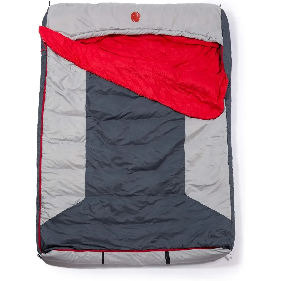 كيس نوم مستطيل متعدد الاستخدامات بغطاء رأس مزدوج عريض 10F أحمر 30F أصفر مع 4pt. كيس الاشياء الضاغطة