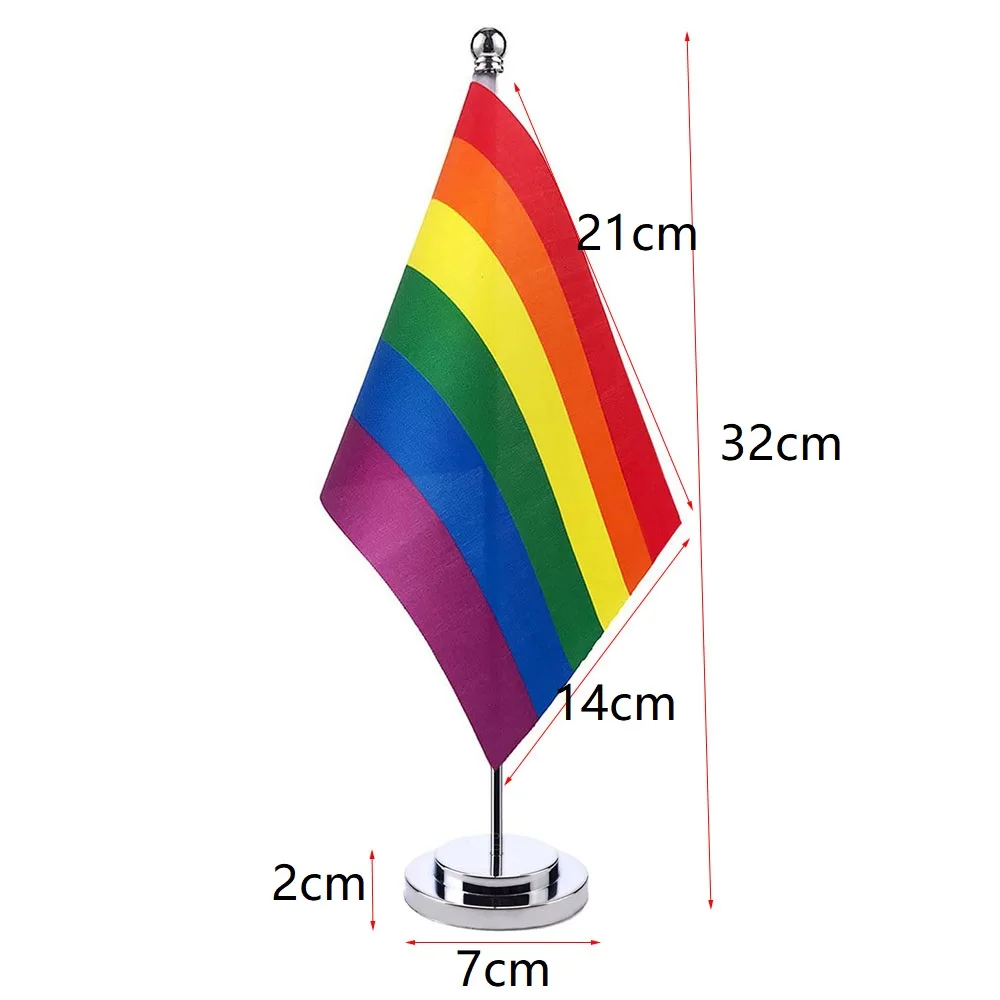 LGBT Pride Conference Table Flag Gold Silver Optional Custom Logo Desktop Banner for Meeting Room