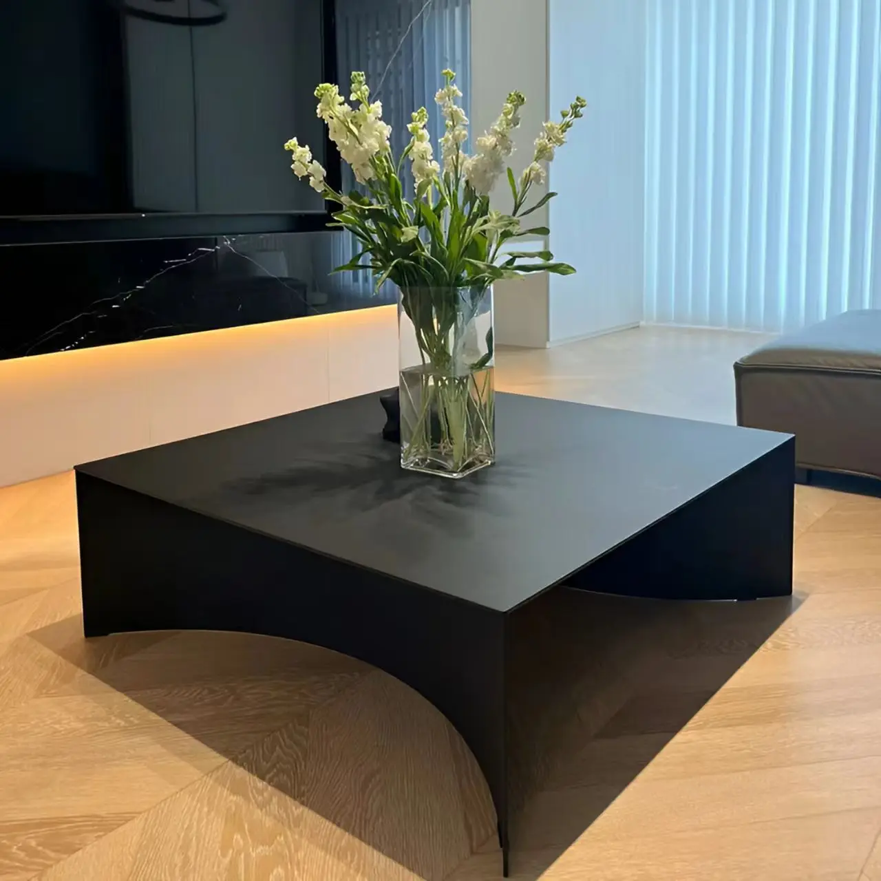 Creative designer integrated coffee table size apartment living room household square black
