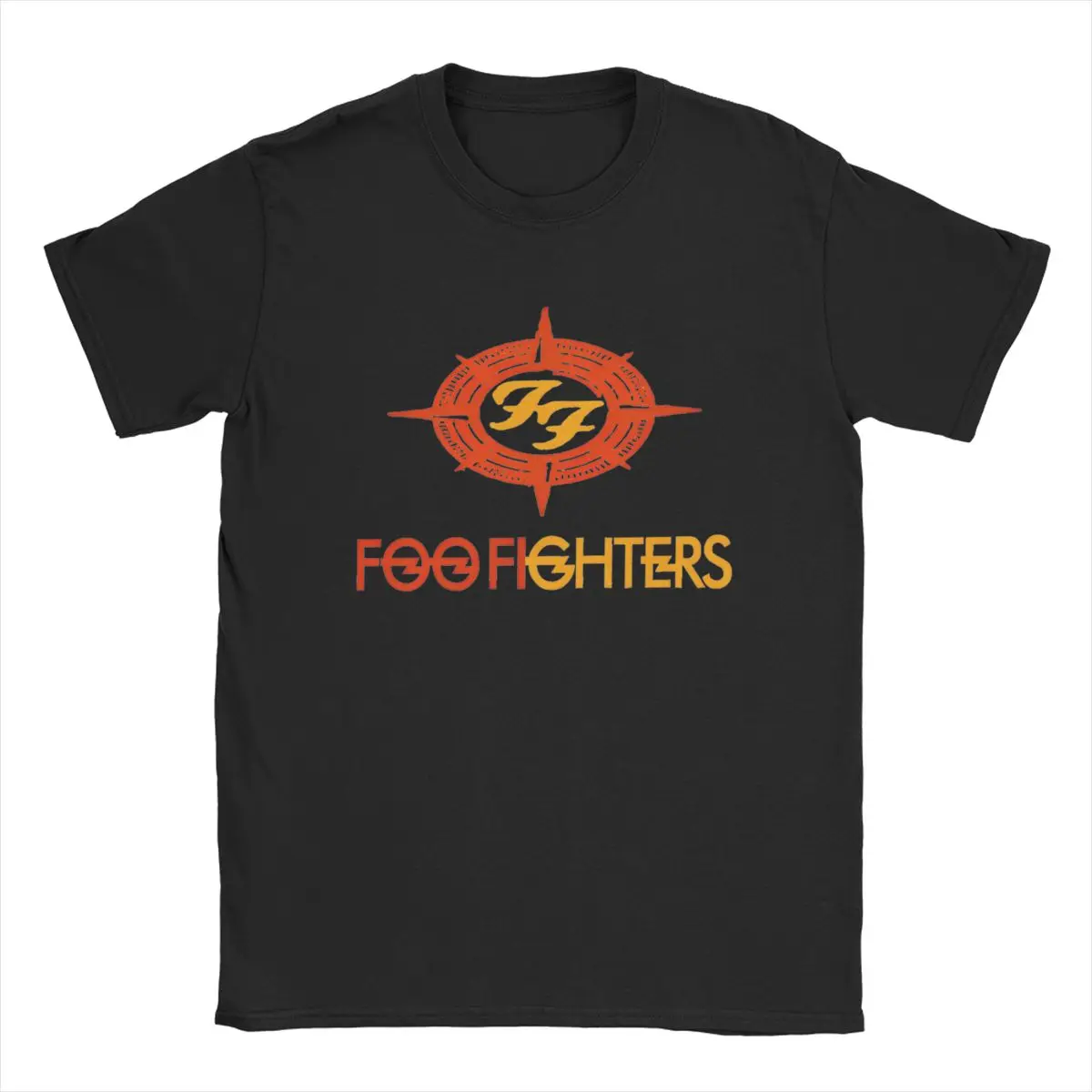 Humor Music F-Foo F-Fighters Band T-Shirt for Men O Neck Pure Cotton T Shirt Natural Texture Tour Short Sleeve Tees Printing