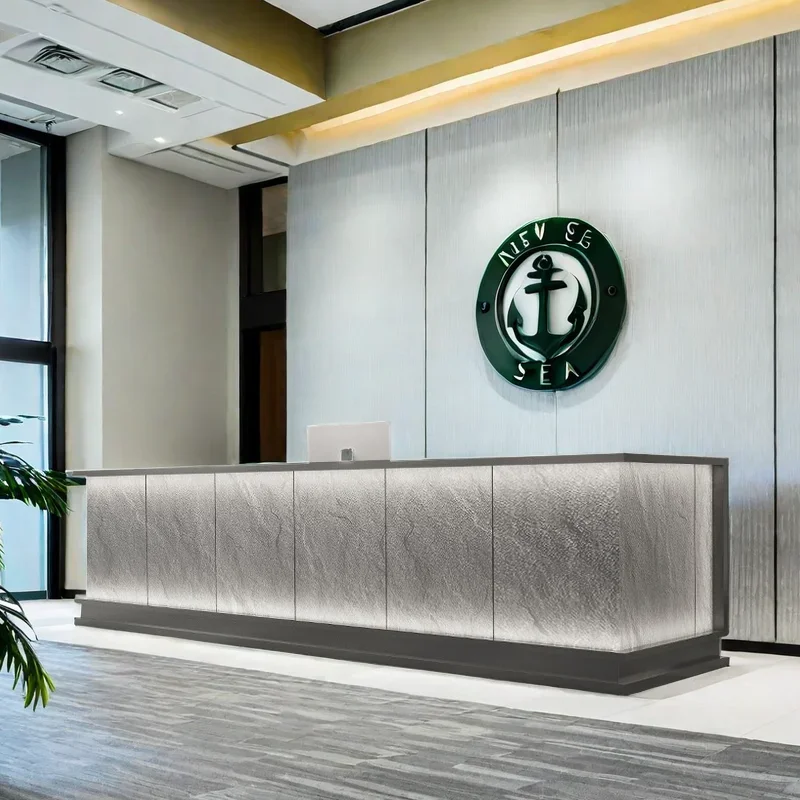 

Elegant Office Desk Counter Reception Table Bureau Customer Center Long Beauty Institute Hairdressing Recepcion Mostrador Front