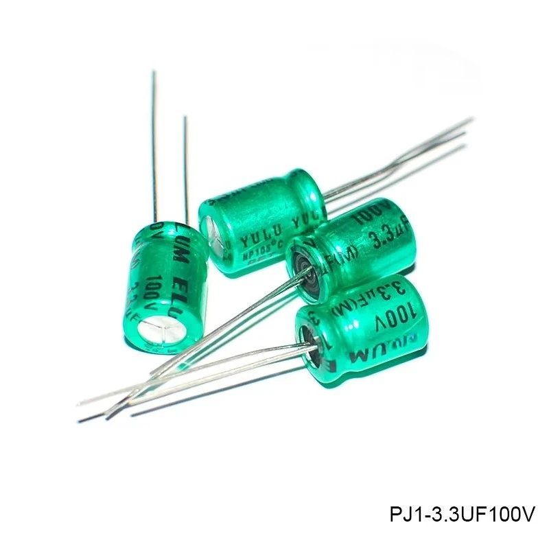50pcs 3.3uF 100V High Quality Electrolytic Capacitor, Stepless Frequency Divider, Long Service Life for Audio Circuit